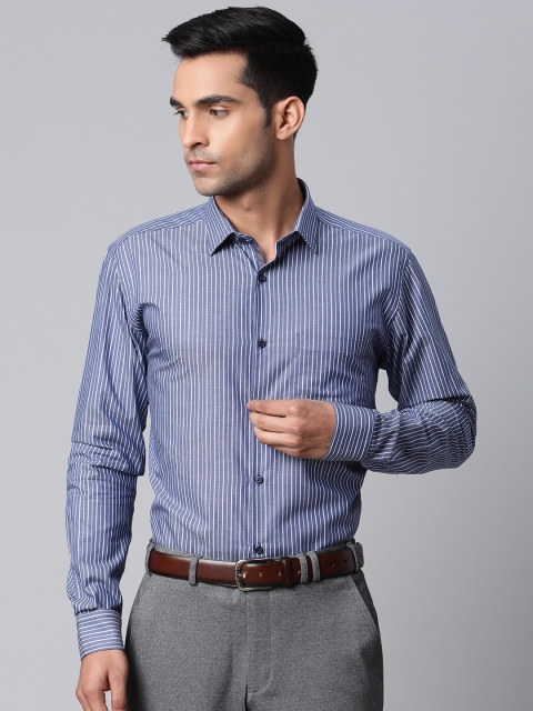 

Park Avenue Men Blue & White Slim Fit Striped Formal Shirt