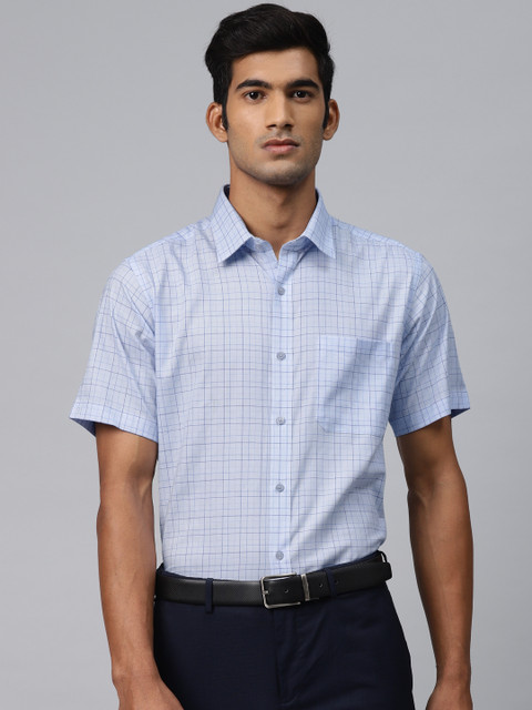 

Raymond Men Blue Contemporary Regular Fit Checked Formal Shirt