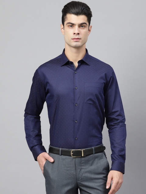 

Park Avenue Men Navy Blue & Black Slim Fit Checked Formal Shirt