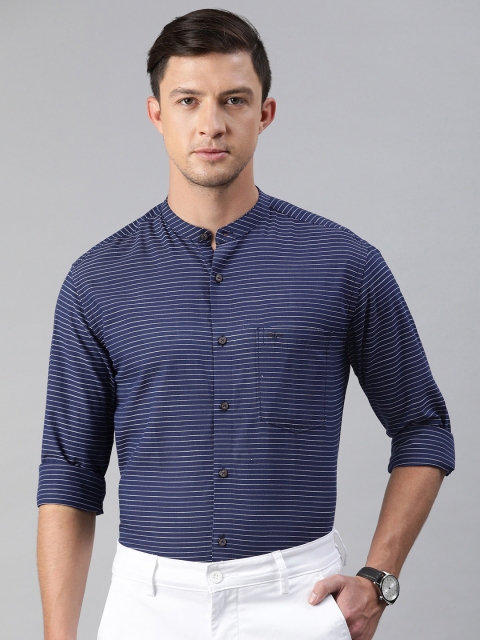 

Park Avenue Men Blue & White Striped Cotton Slim Fit Formal Shirt