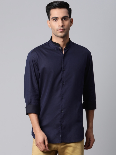 

Park Avenue Men Navy Blue Cotton Slim Fit Self Design Casual Shirt