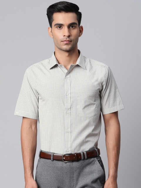 

Park Avenue Men Yellow & Blue Regular Fit Checked Easy Care Formal Shirt