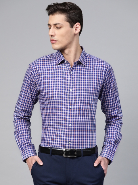 

Park Avenue Men Blue & Maroon Slim Fit Giza Cotton Checked Formal Shirt