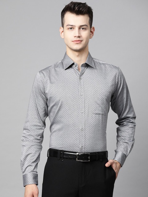 

Raymond Men Grey Slim Fit Self Design Formal Shirt