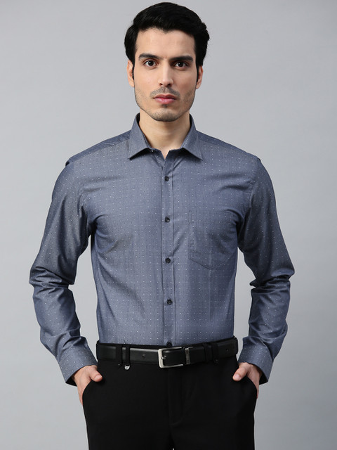

Park Avenue Men Blue & White Super Slim Fit Self Design Formal Shirt