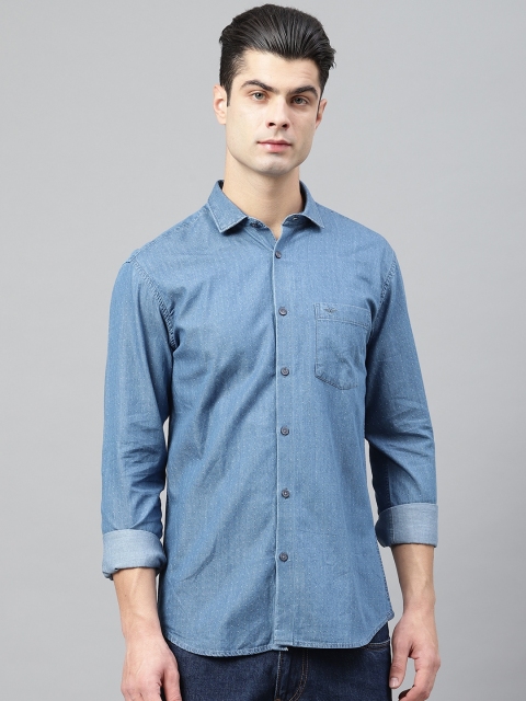 

Park Avenue Men Blue Slim Fit Self-Design Casual Chambray Shirt