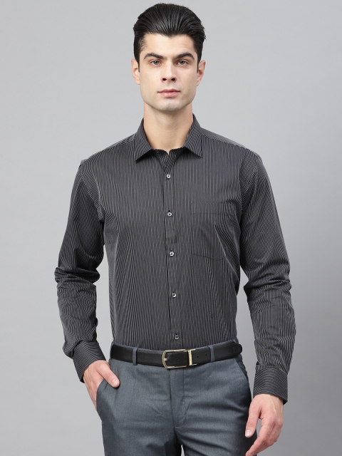 

Park Avenue Men Black & White Slim Fit Striped Formal Shirt