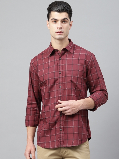 

Park Avenue Men Burgundy & Black Slim Fit Checked Casual Shirt