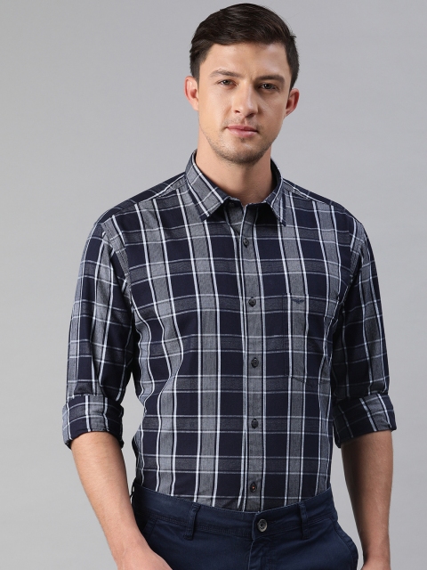 

Park Avenue Men Navy Blue & White Slim Fit Checked Smart Casual Shirt