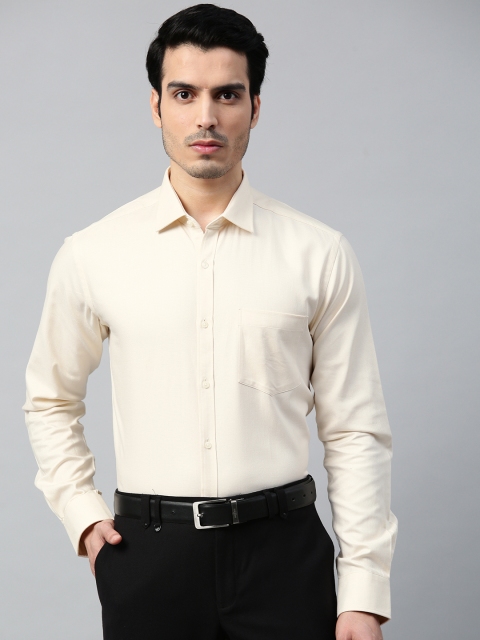 

Park Avenue Men Cream-Coloured Slim Fit Self Design Formal Shirt