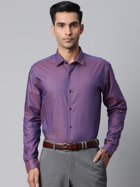 

Park Avenue Men Purple & Peach-Coloured Slim Fit Dual-Toned Self Design Partywear Shirt