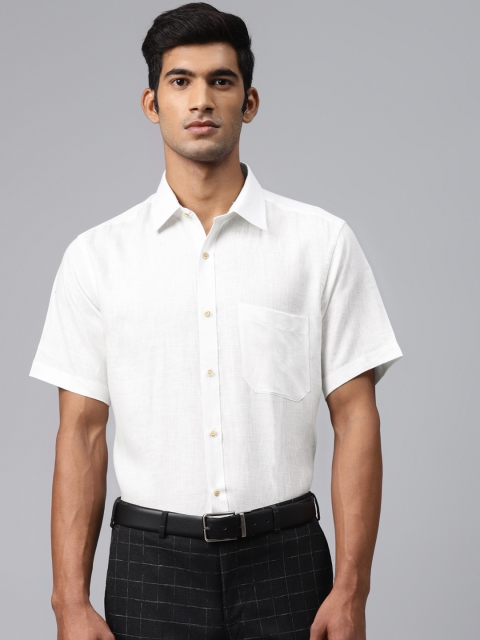 

Raymond Men White Contemporary Regular Fit Linen Solid Formal Shirt
