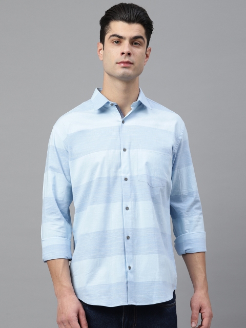 

Park Avenue Men Blue Slim Fit Striped Knitted Casual Shirt