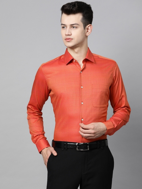 

Raymond Men Orange Contemporary Fit Checked Party Shirt