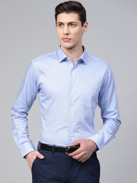 

Park Avenue Men Blue Slim Fit Checked Formal Shirt