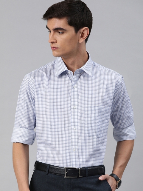 

Raymond Men White & Blue Slim Fit Checked Formal Shirt