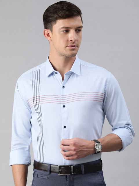 

Park Avenue Men Blue Slim Fit Striped Formal Shirt