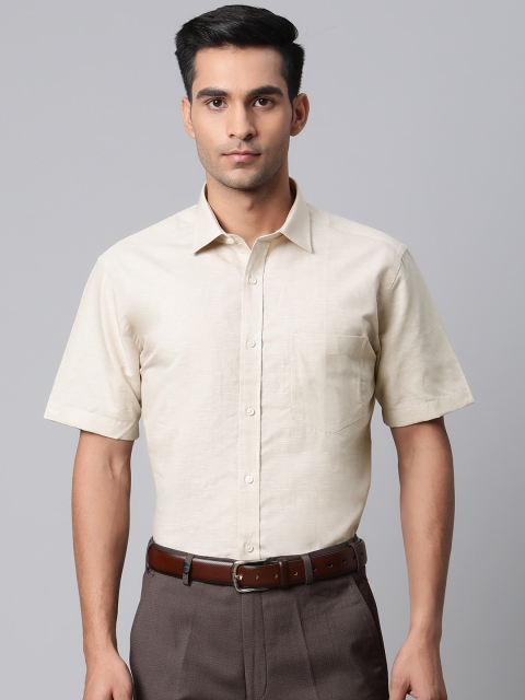 

Park Avenue Men Beige Regular Fit Self Design Formal Shirt