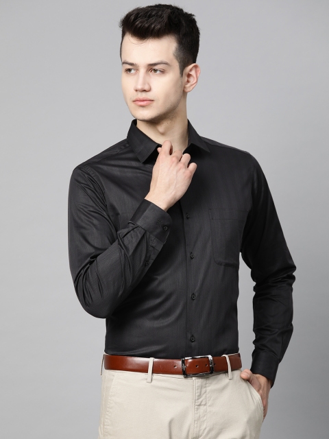 

Raymond Men Black Slim Fit Self Design Formal Shirt