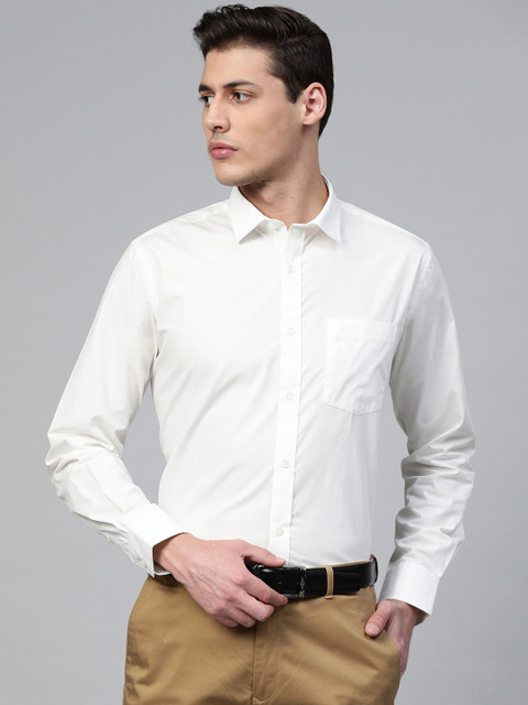 

Park Avenue Men Off-White Regular Fit Solid Formal Shirt