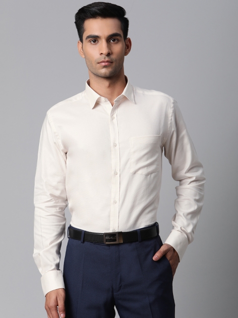 

Park Avenue Men Off-White & Beige Slim Fit Self Design Formal Shirt