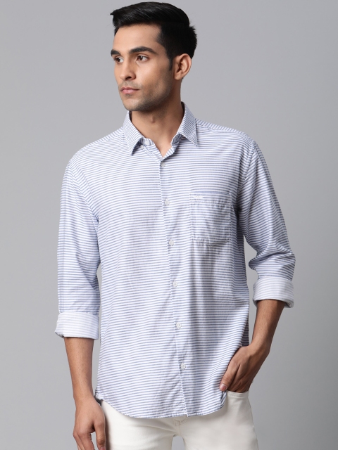 

Park Avenue Men Blue & White Slim Fit Striped Casual Shirt