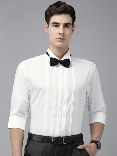 

Park Avenue Men White Slim Fit Solid Formal Tuxedo Shirt