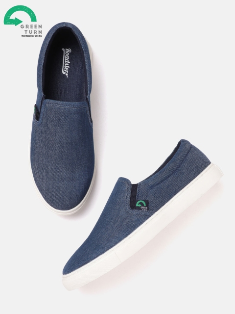 

Roadster GreenTurn Men Navy Blue Denim Slip-On Sneakers