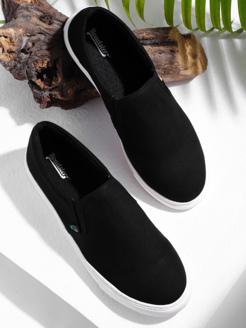 

Roadster Men Black Recycled Denim Slip-On Sneakers