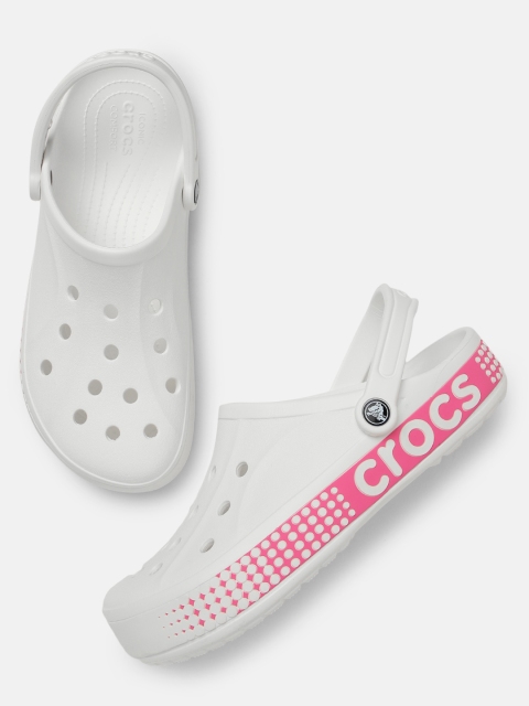 

Crocs Unisex White Solid Bayaband Logo Motion Clogs
