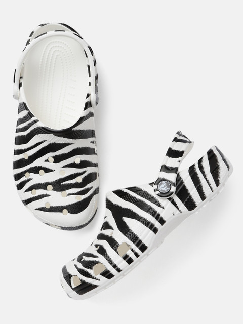 

Crocs Unisex White & Black Zebra Printed Clogs