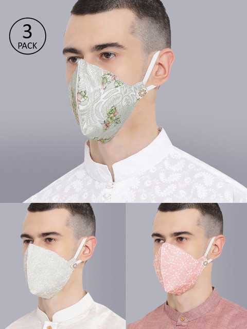 

VASTRAMAY Unisex 3 Pcs Printed 4-Ply Anti-Pollution Reusable Protective Outdoor Masks, Pink
