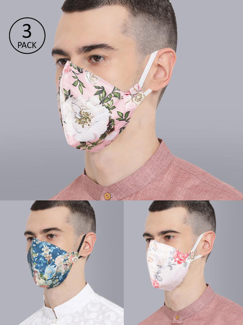 

VASTRAMAY Unisex 3 Pcs Printed 4-Ply Anti-Pollution Reusable Protective Outdoor Masks, Pink
