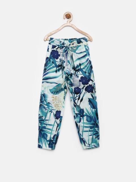 

Giny & Jony Girls Teal Green & Navy Printed Trousers