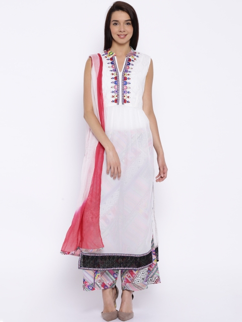 

BIBA Multicoloured Polyester Kurta with Palazzo Trousers & Dupatta, Multi