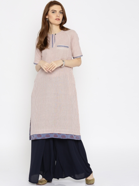 

Biba Women Off-White Woven Design Straight Kurta