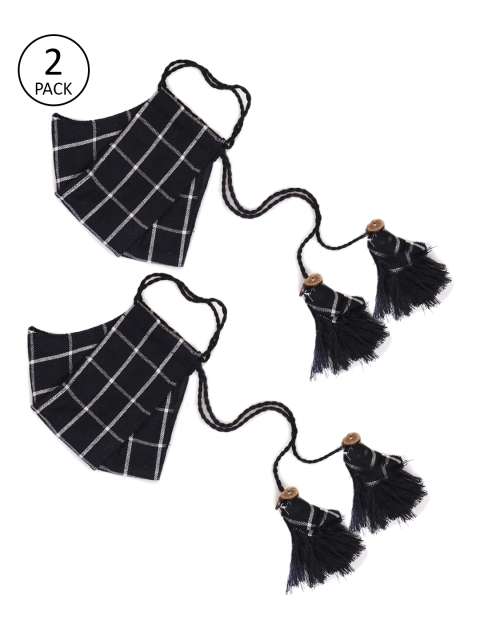 

VASTRAMAY Black Unisex Pack Of 2 3-Ply Reusable Protective Outdoor Fashion Mask