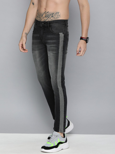 

Harvard Men Black Skinny Fit Mid-Rise Clean Look Stretchable Side Stripe Detail Jeans