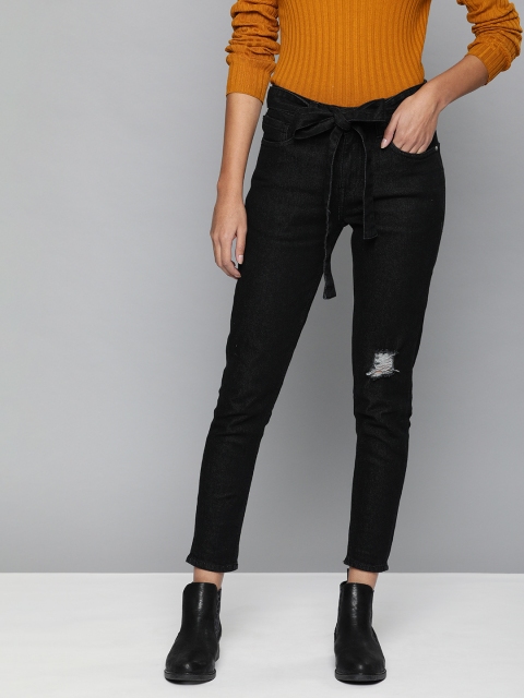 

Harvard Women Black Skinny Fit Mid-Rise Mildly Distressed Stretchable Jeans