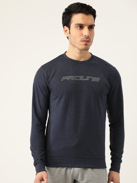 

Proline Active Men Navy Blue Solid Sweatshirt with Printed Detail