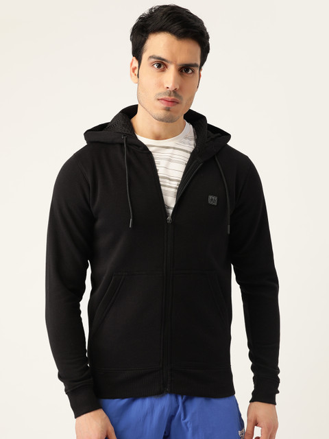 

Proline Active Men Black Solid Hooded Sweatshirt