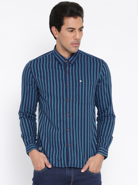 

Numero Uno Blue Striped Slim Casual Shirt