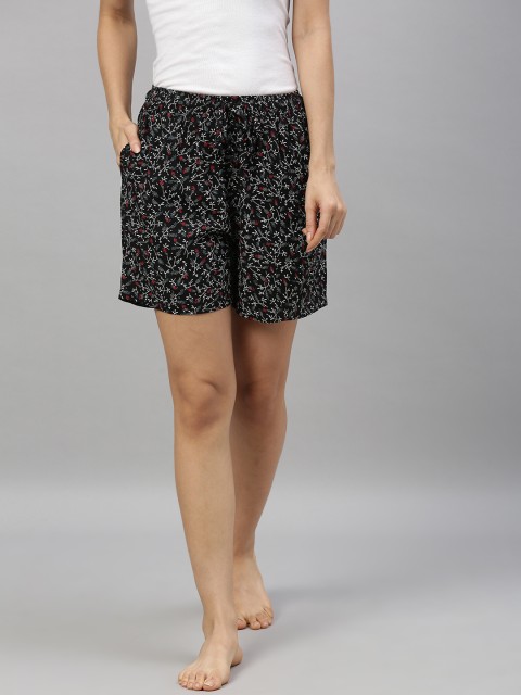 

Go Colors Women Black Printed Lounge Shorts