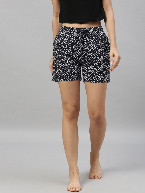 

Go Colors Women Navy Blue Printed Lounge Shorts