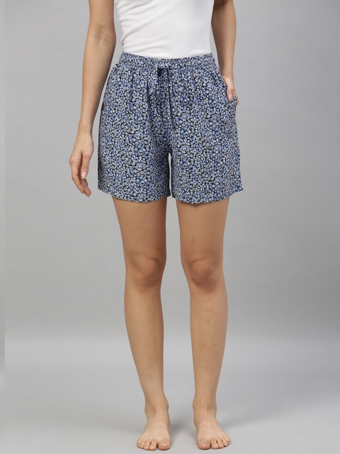 

Go Colors Women Navy Blue Printed Lounge Shorts