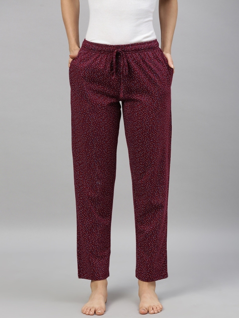 

Go Colors Women Burgundy & Blue Printed Lounge Pants