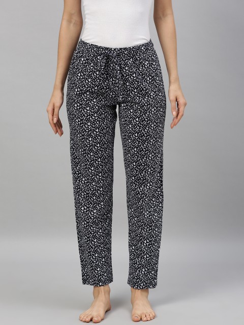 

Go Colors Women Navy Blue & White Abstract Printed Lounge Pants