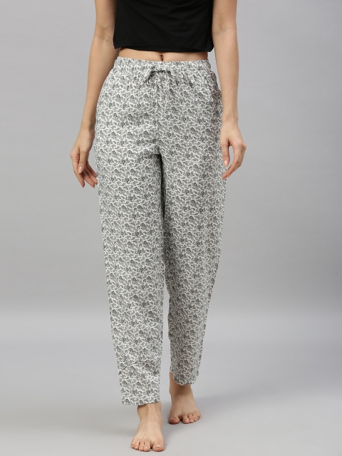 

Go Colors Women White & Black Printed Lounge Pants