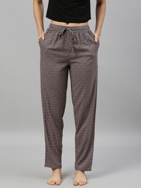 

Go Colors Women Charcoal Grey & Pink Printed Lounge Pants