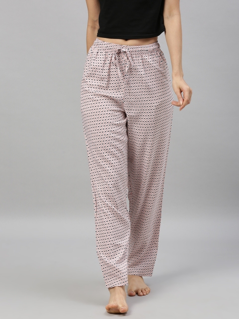 

Go Colors Women Pink & White Printed Lounge Pants